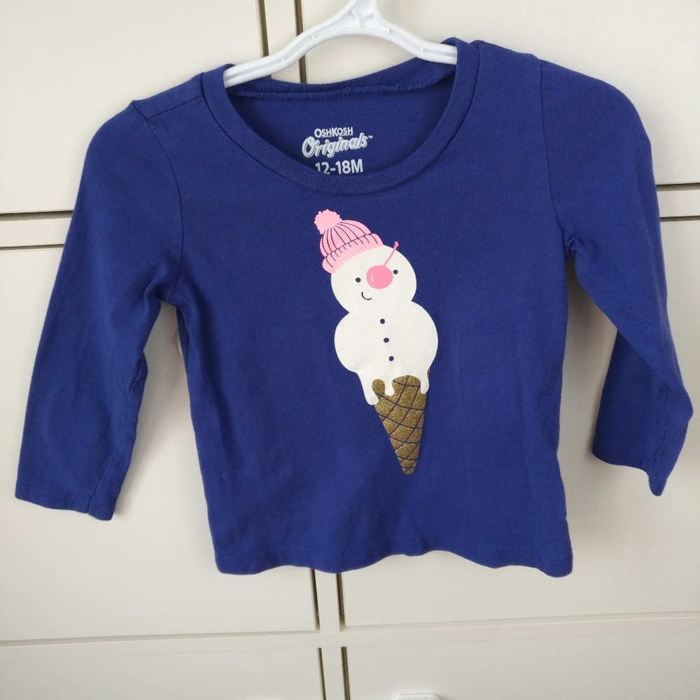 4/$20 Toddler girl OshKosh snowman shirt 18 months